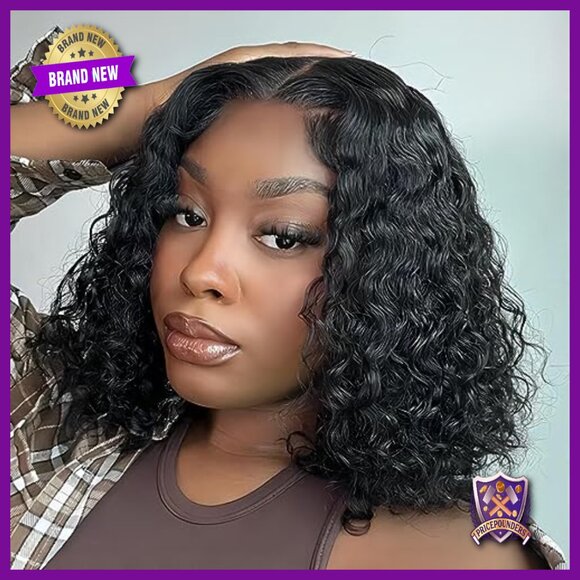 Glueless Human Hair Lace Front Wig 10 Inch Bob Water Wave Pre Plucked main image 5